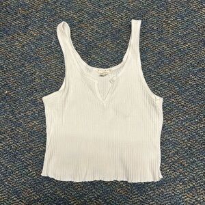 Billabong White Ribbed Notch-Neck Tank